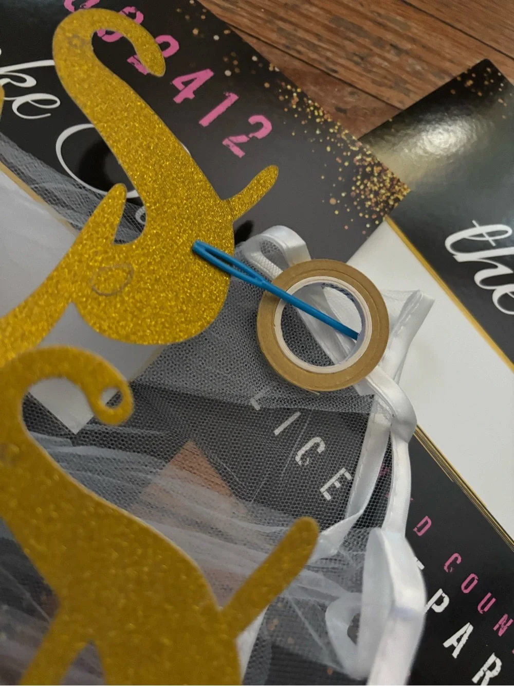 Bride to Be Bachelorette Party Sash and Decorative Signs - White and Gold